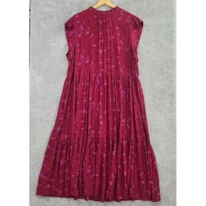 Free Assembly Women's Size XXL Tiered Midi Dress Pink Floral Flutter Sleeve Boho